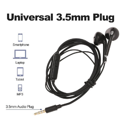

35mm Wired Headphones Music Headset Smart Phones Earphone In-line Control with Mic Earbuds