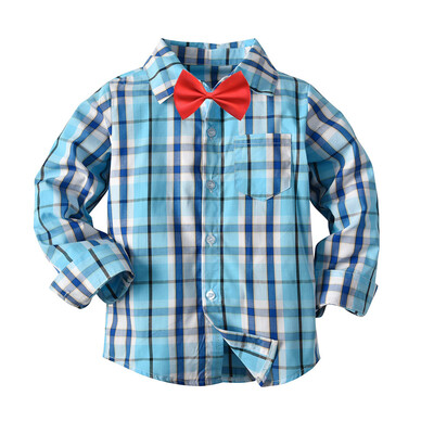 

Toddler Baby Kid Boys T Shirt Checks Tops Blouse Clothes Long Sleeve Outfits