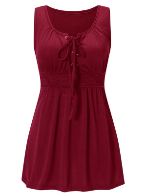 

Lace Up Panel Tank Top
