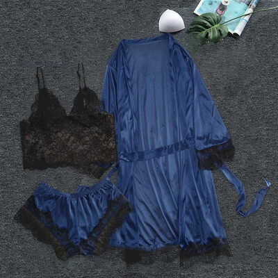

Gobestart Women Sexy Lace Lingerie Nightwear Underwear Sleepwear Dress 3PC SEet