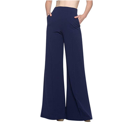 

Womens High Waist Fashion Solid Loose Wide Long Trousers Flowing Palazzo Pants