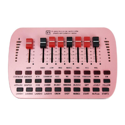 

V1 Live Sound Card Universal Volume Adjustable USB External Audio Mixer Sound Card for PC Phone Computer
