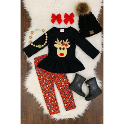 

Toddler Kid Baby Girl Xmas Long Sleeve Deer Tops T-shirtPants Leggings Clothes