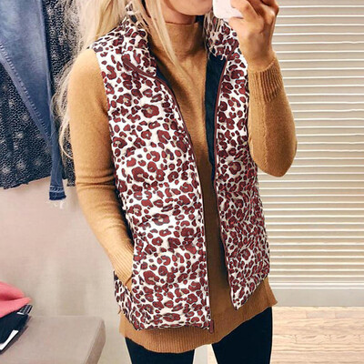 

Toponeto Women Leopard Sleeveless Pullover Blouse Open Front Jacket Coat Long Outerwear