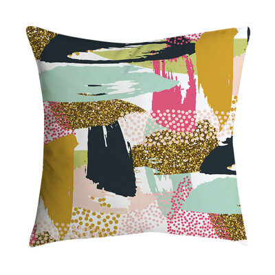 

〖Follure〗Pink small fresh printing square pillowcase home decoration car sofa 45X45cm