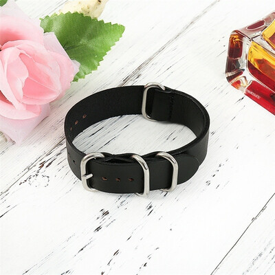 

2018 Hot sale Band 18mm 20mm 22mm Grain Genuine Leather Watch Strap Premium Zulu Military Leather Wat