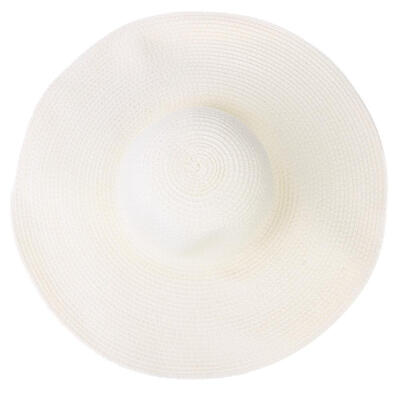 

Elegant Large Brim Pure Color Straw Cap Women Beach Foldable Panama Sun Hat