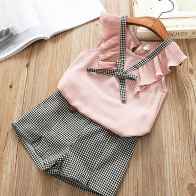 

UK 2PCS Baby Kids Girl Summer Outfits Toddler Top Shirt Pants Shorts Clothes Set