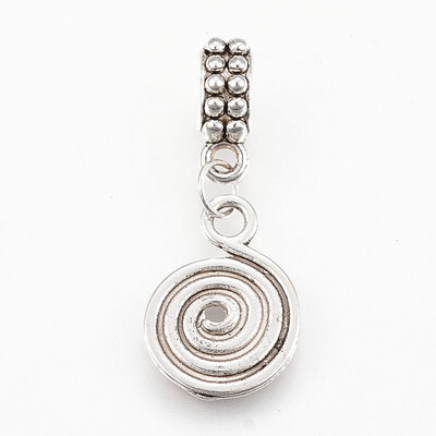 

Tibetan Style Alloy European Dangle Beads Large Hole Pendants Vortex Antique Silver 32mm Hole 45mm Pendant 18x13x1mm