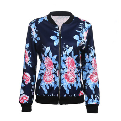 

European Style Women Cotton Flower Floral Print Jacket Long Sleeve Coat
