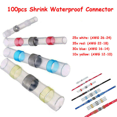 

〖Follure〗100X Assorted Solder Heat Shrink Waterproof Wire Connector Sleeve Terminal Ring