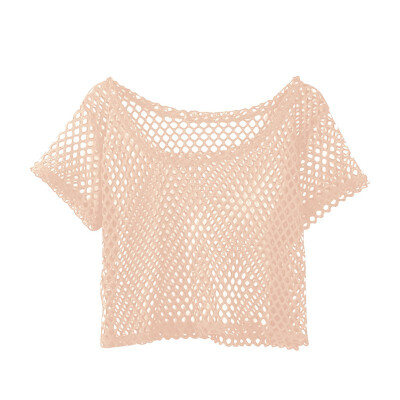 

Women Super Sheer Mesh Tops Short Sleeve Crop Tops See Through T-shirts