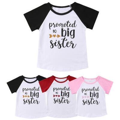 

Cute Toddler Girls Kids Clothes Short Sleeve T-shirt Casual BIG SISTER Tops 1-6Y