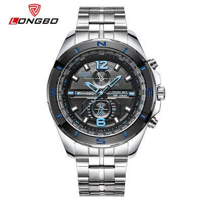 

Genuine sports&leisure waterproof mens watch three eyes second plate steel belt watch male quartz watch