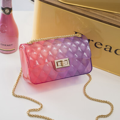 

2019 spring bags new Korean fashion small square bag gradient jelly bag shoulder diagonal chain mini bags