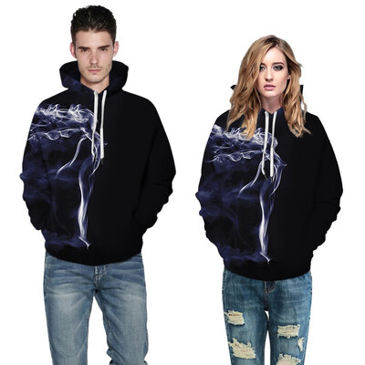 

Toponeto Men Women Mode 3D Print Long Sleeve Couples Hoodies Top Blouse Shirts