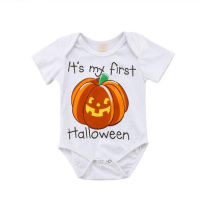 

First Halloween Pumpkin Newborn Baby Boys Girls Romper Bodysuit Cotton Clothes Outfits