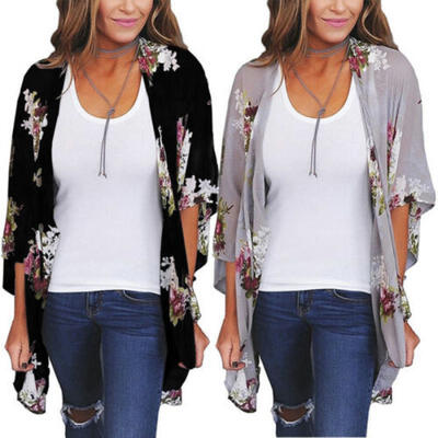 

Womens Batwing Sleeve Cardigan Chiffon Sheer Kimono Tops Blouse Shirt Cover Up