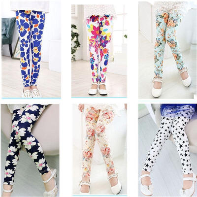 

Hot Kids Girl Baby Leggings Flower Floral Printed Pants Trousers 2-13T 6 Styles