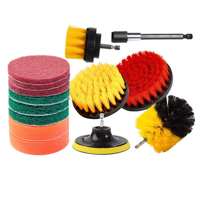 

〖Follure〗14PCS Drill Brush Attachments Set Green Scrub Pads Sponge Power Scrubber Brush w