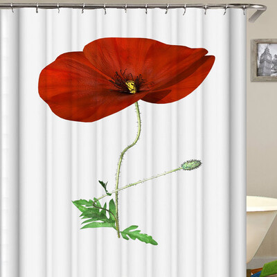 

180180cm Waterproof Mildew Proof Floral Bathroom Shower Curtain with Hooks