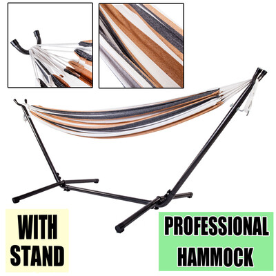 

300lbs Heavy Duty Hammock Saving Space Camping Patio Outdoor with Steel Stand & Bag
