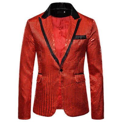 

Luxury Mens Sequin Suit Coat Casual Slim Formal One Button Blazer Jacket Tops