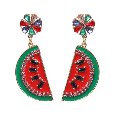 

Women Fashion Brand Fruit Crystal Drop Earrings Trendy Rhinestone Statement Oorbellen Wedding Jewelry Gift Pendientes 2019