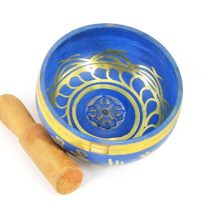 

Blue Copper Buddha Sound Bowl Yoga Tibetan Singing Bowl Religion Belief Home Decoration 175mm