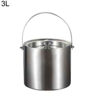 

23L Stainless Steel Bar Hotel Double Layer Beer Cooling Wine Round Ice Bucket