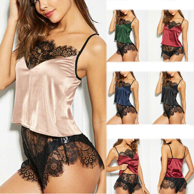 

Women Ladies Sexy Lace Sleepwear Satin Nightwear Lingerie Pajamas Underwear Suit
