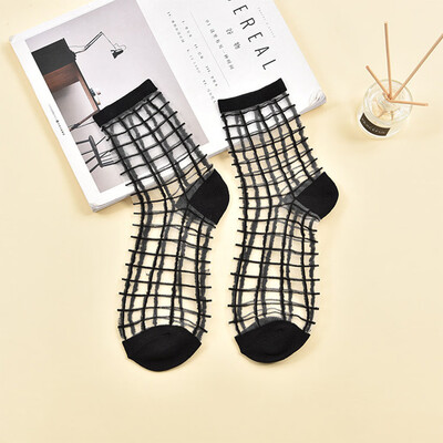 

2019 Chic Fashion Ultrathin Transparent Crystal Lace Elastic Women Ladies Socks