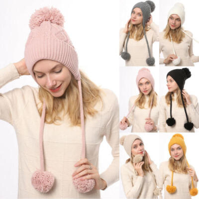 

Women Winter Outdoor Warm Knitted Baggy Beanie Pom Hat Crochet Ski Slouchy Cap