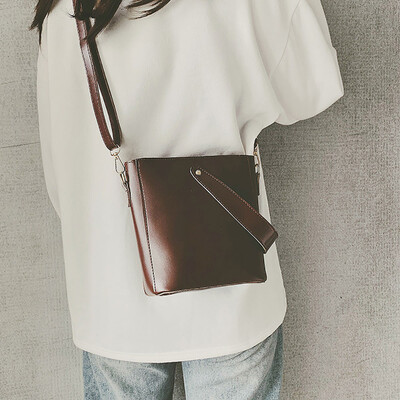 

Tailored Women Pure Color Handbag Tide Fashion Retro Casual Wild Bucket Bag