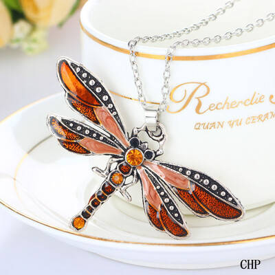

Charms Pendant Chain Unique Inlaid Novelty Necklace Dragonfly