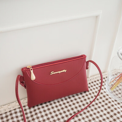 

New Bag Solid Women Fashion Casual Girls Letter Metal Decorative Messenger Color Zipper Phone Shoulder Crossbody Bags