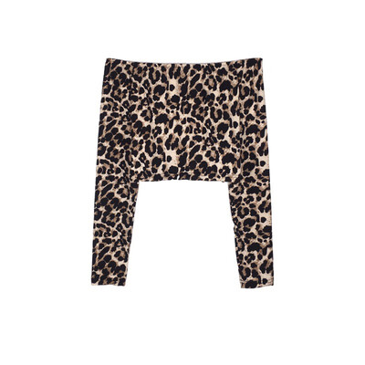 

Sexy Women Off Shoulder Leopard Print Slim T Shirt Women Korean Long Sleeve Casual T-Shirts Female Crop Tops Clothing