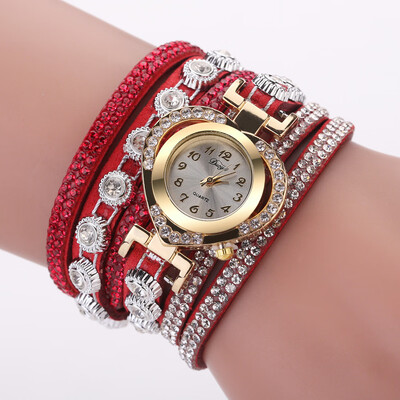 

Duoya brand womens fashion watch fashion diamond love head bracelet bracelet full diamond winding quartz watch