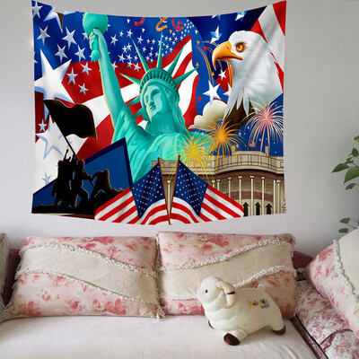 

Toponeto Independence Day Print Family Tapestry Light String Combination Wall Decoration
