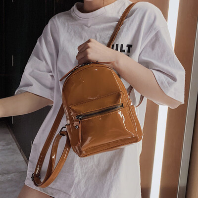 

Ins foreign gas shoulder bag 2019 summer new patent leather simple wild high quality fashion mini backpack