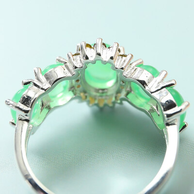 

Green Fire White Opal&Jade Lady Jewelery Silver Ring Wedding Jewelry