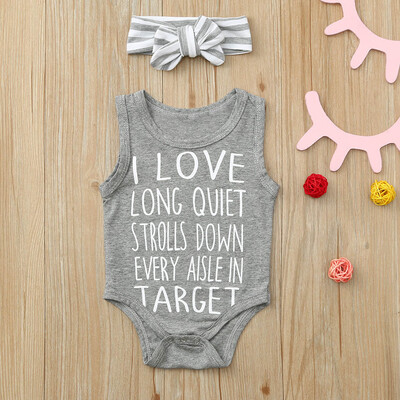 

Toddler Kids Baby Girls Letter Print Romper Bodysuit Hair Band Clothes Summer