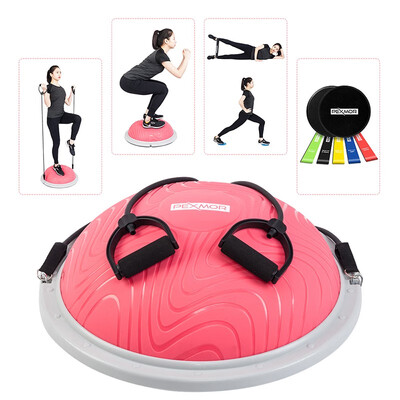 

PEXMOR 236" Upgraded Exercise Ball Yoga Balance Hemisphere Trainer with Resistance Band Exercise Loop Pump & Core Slider
