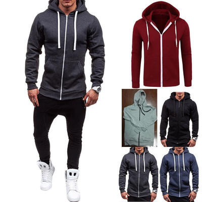 

New Men&39s Winter Hoodie Warm Coat Jacket Slim Hooded Sweatshirt Outwear Sweater