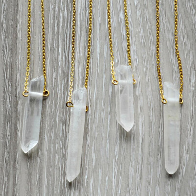 

Cross-border exclusive irregular hexagonal column necklace bullet natural crystal necklace handmade necklace