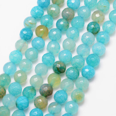

Natural Crackle Agate Bead Strands Round Grade A Faceted Dyed & Heated Turquoise 6mm Hole 1mm about 61pcsstrand 15"