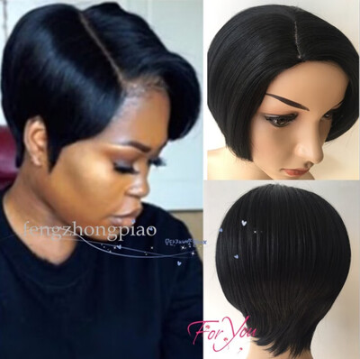

FZP Black Short Pixie brazilian Simulation human hair wigs glueless full lace lace front cut Synthetic hair wigs for black women