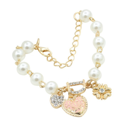 

Women Gold Bracelet Explosion Peach Heart Flower Cute Bracelet Pearl Romantic Bracelet