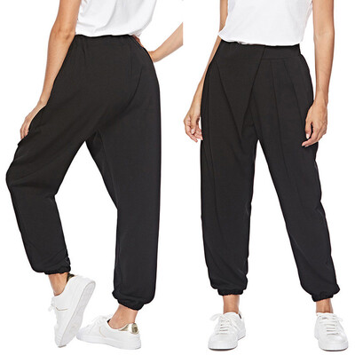 

Tailored Fashion Womens High Waist Pleated Casual Loose Beam Foot Trousers Harem Pants