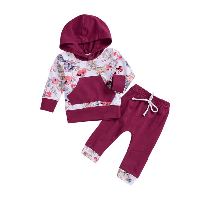 

Cute Baby Boys Girls Clothes Toddler Kids Floral TopsPant Suit Children Girl Clothing Sets Spring Autumn